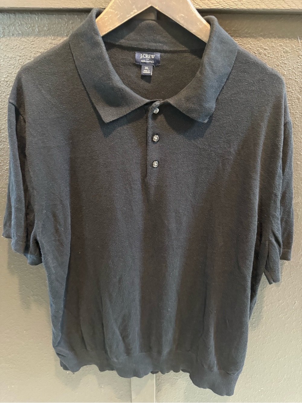 J. Crew Men's Black Knit Polo Shirt